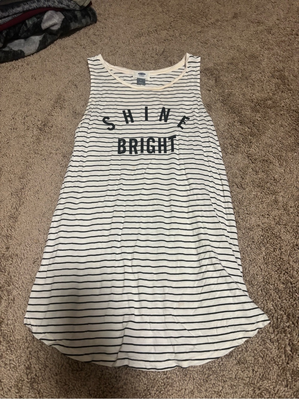 Old Navy White and Black Striped Tank - "Shine Bright"